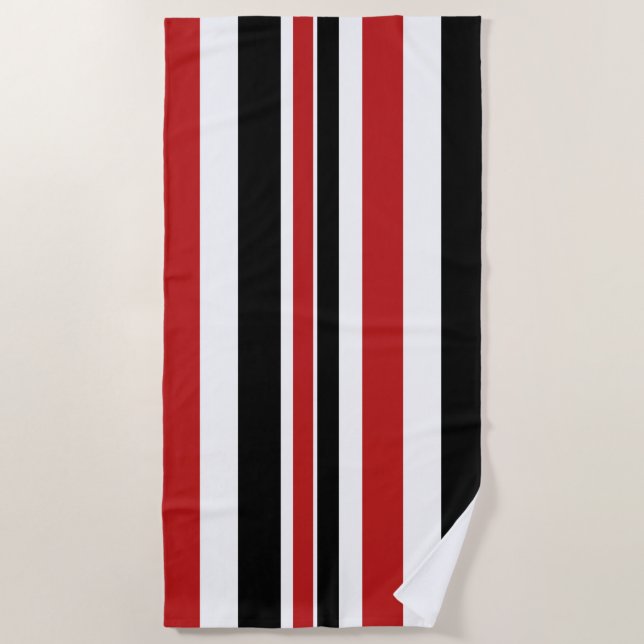 Kühne Red Black Stripes Beach Handtuch (Vorderseite)