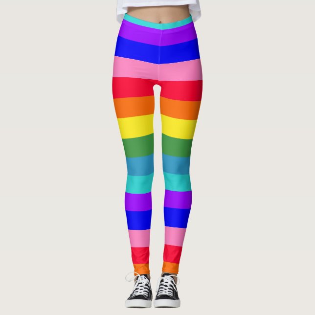 kühne Regenbogenstreifen Leggings (Vorderseite)