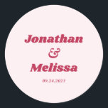 Kühne Retro Chic Viva Magenta und rosa Hochzeit Runder Aufkleber<br><div class="desc">Fett Retro Chic Viva Magenta und rosa Wedding Classic Round Sticker.</div>
