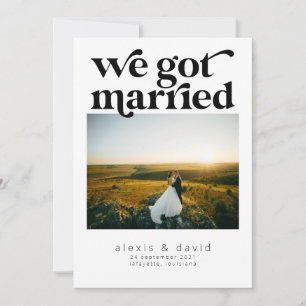 Kühne Retro-Elopement-Hochzeitsankündigung Einladung