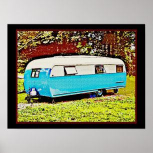 Kühne Retro Travel Trailer Campingplatz Art Poster