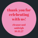 Kühne rosa rote Moderne Hochzeit Custom Vielen Dan Runder Aufkleber<br><div class="desc">Fett Typografie Bright Pink und Red Modern Wedding Custom Vielen Dank klassische Round Sticker</div>
