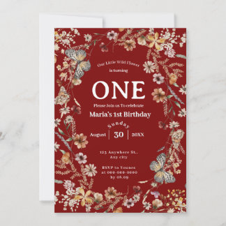 kühne rustikale Wildblume Floral Baby Geburtstag Einladung