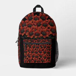 Kühne Scarlet Blooms Bedruckter Rucksack