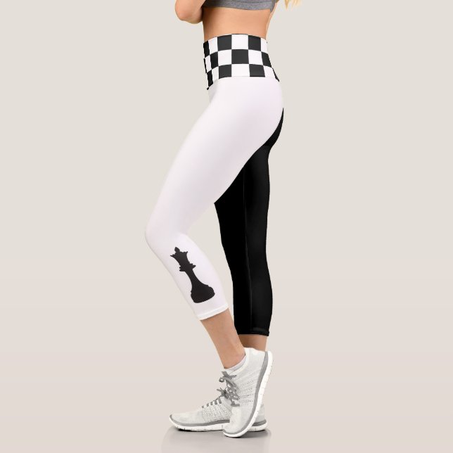 kühne Schachkönigin Schachbrett Yoga Capri Leggings (Links)
