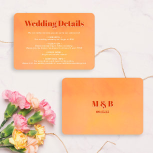 Kühne, schicke orange Sonnenuntergangs-Monogramm-H Begleitkarte