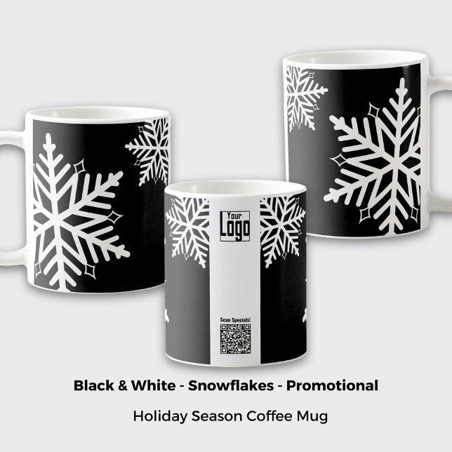 kühne Schneeflocke Schwarz-Weiß-Werbebelohnung Kaffeetasse (Bold Snowflake Black & White Promotional Reward Coffee Mug; Giveaway, Merchandise)