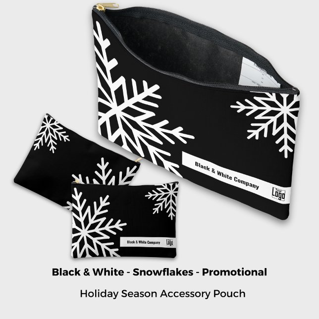 kühne Schneeflocke Schwarz-Weiß-Werbebelohnung Zubehörtasche (Bold Snowflake Black & White Promotional Reward Accessory Pouch)