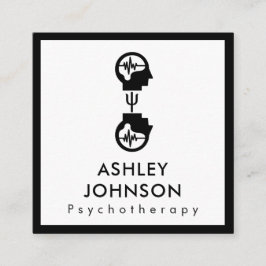 Kühne Schwarz-Weiß-Psychotherapie Therapeut Gehirn Quadratische Visitenkarte