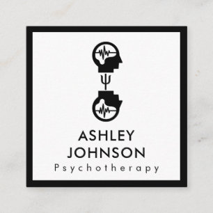 Kühne Schwarz-Weiß-Psychotherapie Therapeut Gehirn Quadratische Visitenkarte