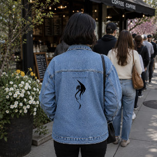 Kühne schwarze weiße Stammes-Drache-Illustrationsd Jeansjacke