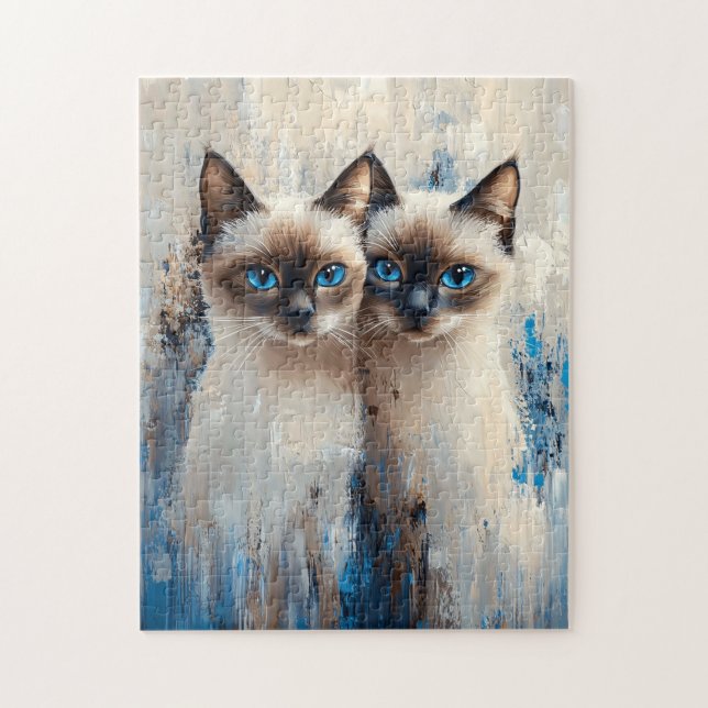 kühne siamesische Katzen Malerei Puzzle (Vertikal)