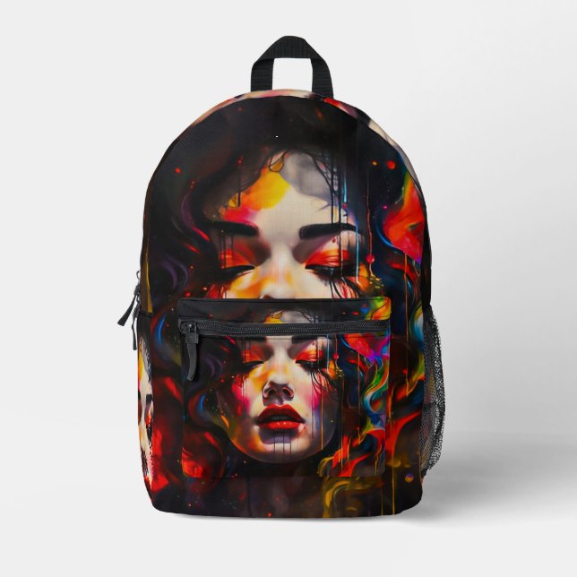 kühne Surreal Portrait Bedruckter Rucksack (Vorderseite)