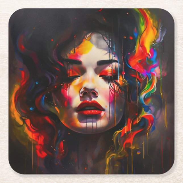 kühne Surreal Portrait Rechteckiger Pappuntersetzer (Vorderseite)