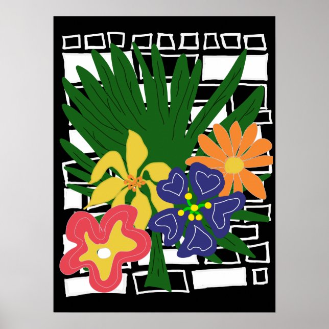 Kühne tropische Blumenkunst Poster (Vorne)