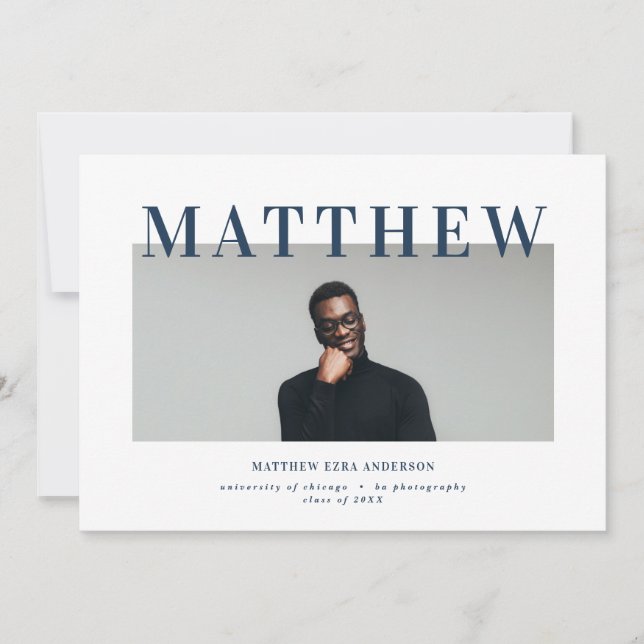 Kühne Typografie Foto Graduierungsparty einladen Ankündigung (Vorderseite)