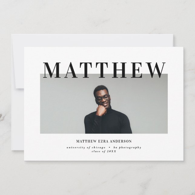 Kühne Typografie Foto Graduierungsparty einladen Ankündigung (Vorderseite)