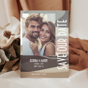 Kühne und Edgy Brown Olive Wedding Save the Date Einladung