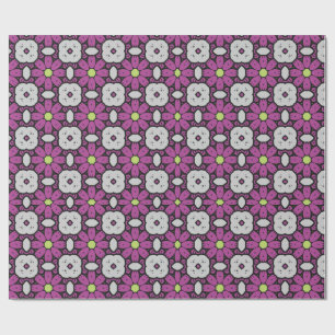 Kühne und künstlerische violette Blumenmosaikmuste Geschenkpapier