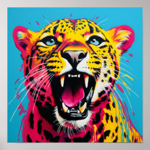 Kühne und lebendige Cheetah Pop Art Poster - Perfe