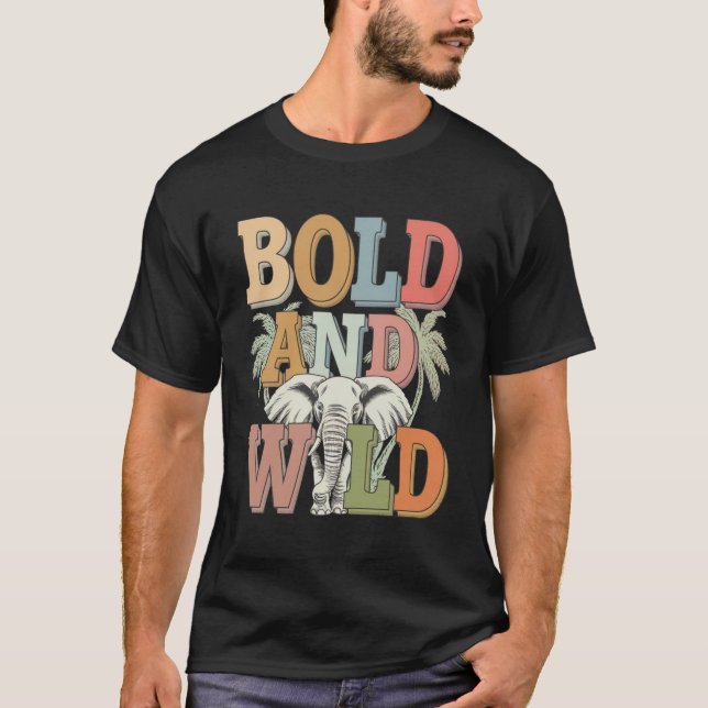 Kühne und wilde Retro-Elefant T-Shirt (Vorderseite)