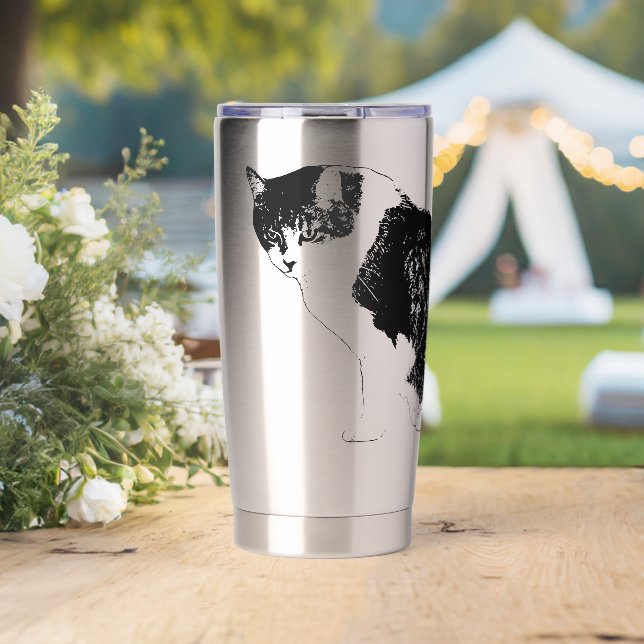 Kühne Vector-Katze bringt Fokus in jeden Schluck Thermobecher (Hochzeit (gedreht))