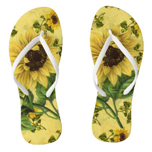 Kühne Vintage Sonnenblumen Flip Flops