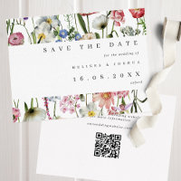 kühne Wasserfarben Wilde Blume QR-Code Hochzeit