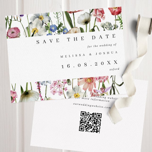 kühne Wasserfarben Wilde Blume QR-Code Hochzeit Save The Date (Von Creator hochgeladen)