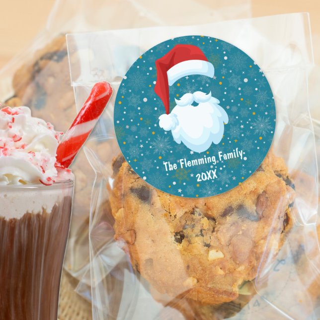 kühne Weihnachtsfeierlichkeiten Runder Aufkleber (Bold Santa Customized Christmas Sticker)