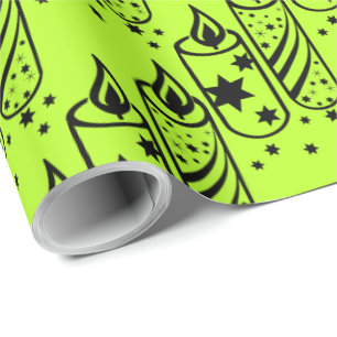 Kühne Weihnachtskerzen Limon und schwarz Geschenkpapier