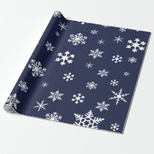 kühne weiße Schneeflocken auf Dunkelnavy Blue, Url Geschenkpapier