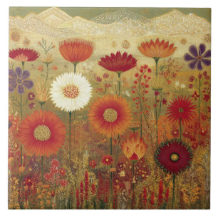 Kühne Wüstenwildblumen-Gebirgsblüten Fliese