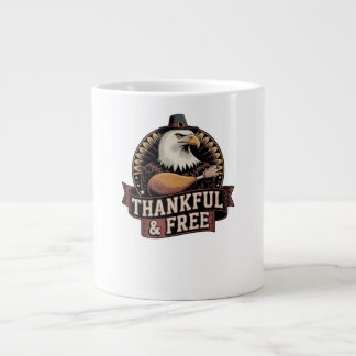 Kühner Adlerkopf dankbar und frei Vintage-Grafik Jumbo-Tasse