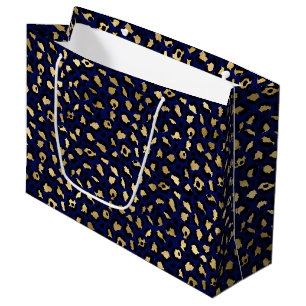 Kühner blauer Leopardenprint Glamouröses Tiermus Große Geschenktüte