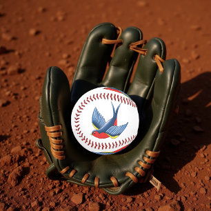 Kühner blauer traditioneller Schwalben-Tätowierung Baseball