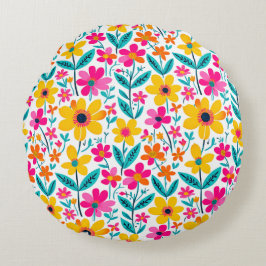Kühner Blumenausdruck  Rundes Kissen