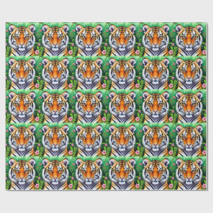 Kühner Botanischer Tigerjunge Geschenkpapier