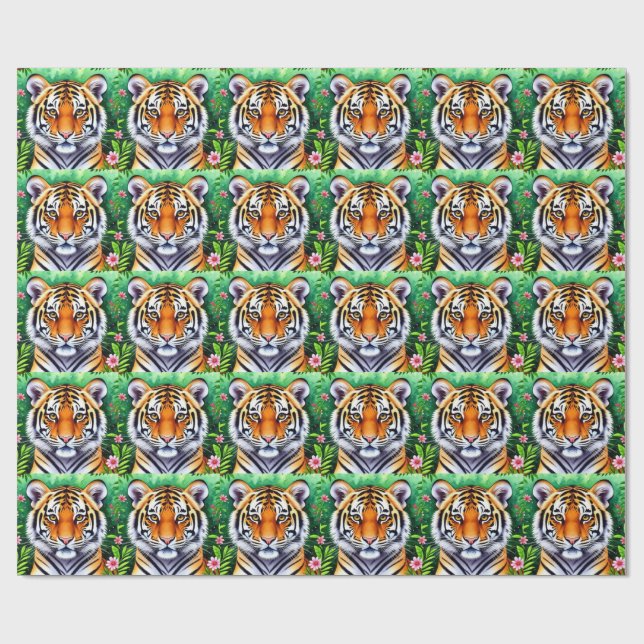 Kühner Botanischer Tigerjunge Geschenkpapier (Flach)