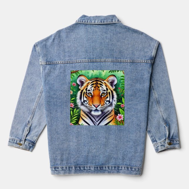 Kühner Botanischer Tigerjunge  Jeansjacke (Rückseite)