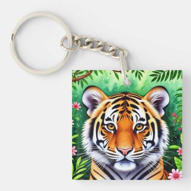 Kühner Botanischer Tigerjunge  Schlüsselanhänger (Vorderseite)
