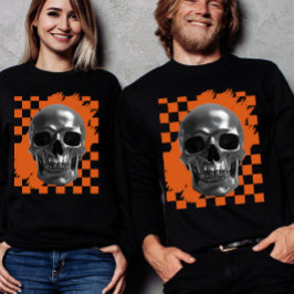 Kühner Halloween-Totenkopf-Schachbrett Tri-Blend Shirt