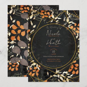 Kühner Herbstlicher Dunkler Blumen- Orange Gold Ho Einladung