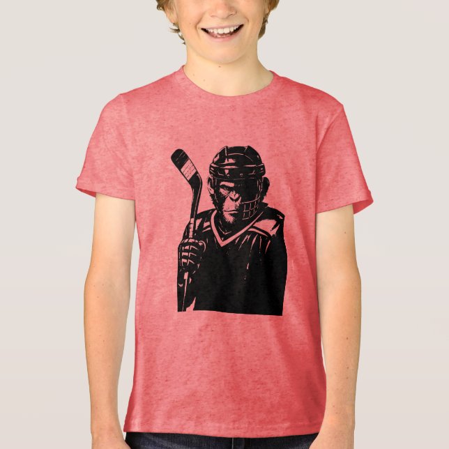 Kühner Hockey-Affe  Tri-Blend Shirt (Vorderseite)