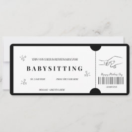 Kühner Minimalistischer Babysitter-Gutschein Einladung
