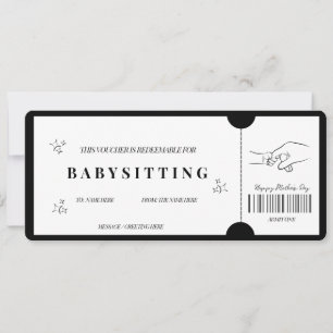 Kühner Minimalistischer Babysitter-Gutschein Einladung