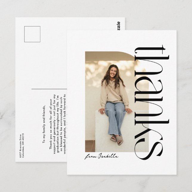 Kühner moderner Schwarz-weißer Abschluss vielen Da Postkarte (Vorne/Hinten)