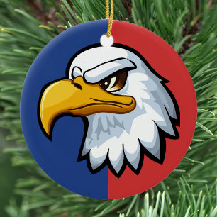 Kühner patriotischer Cartoon-Adler personalisiert Keramik Ornament