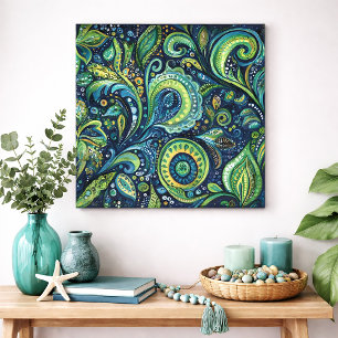 Kühner Pfau-Paisley-Aquarell-Wandkunst Poster