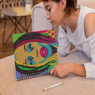Kühner Pop Art-African American Woman mit Locs Notizblock